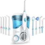 Apiker 600ML Dental Water Flosser, Professional Dental Irrigator with 8 Multifunctional Nozzles, 10 Levels of Pressure, Oral Irrigator for Descaling & Teeth Care